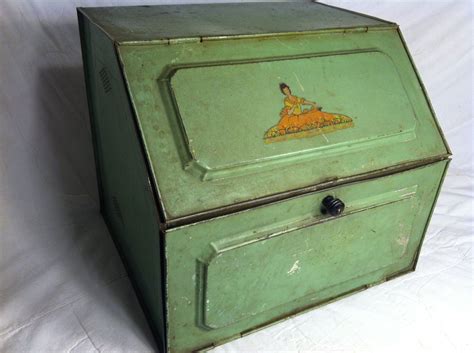 vintage metal tin bread box|old fashioned bread box.